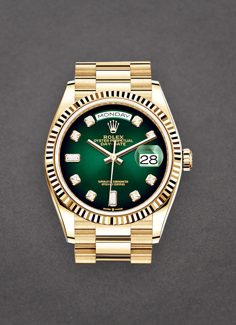 Pre-Owned Rolex President 36mm in Yellow Gold with Fluted Bezel