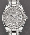 Masterpiece 39mm in White Gold with Diamond Bezel on Pearlmaster Diamond Bracelet with Pave Diamond Dial - Roman Markers