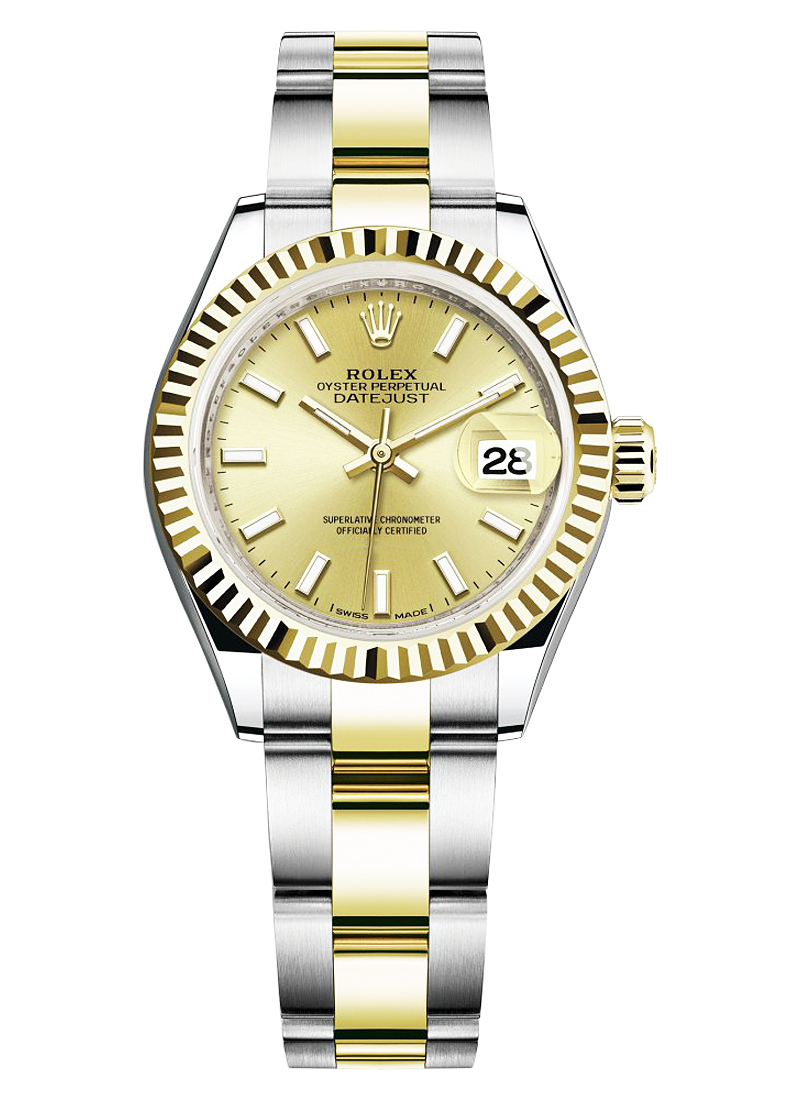 Pre-Owned Rolex 2-Tone Datejust Ladies 28mm with Yellow Gold Fluted Bezel
