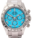Daytona 40mm in White Gold on Bracelet with Turquoise Dial- RARE