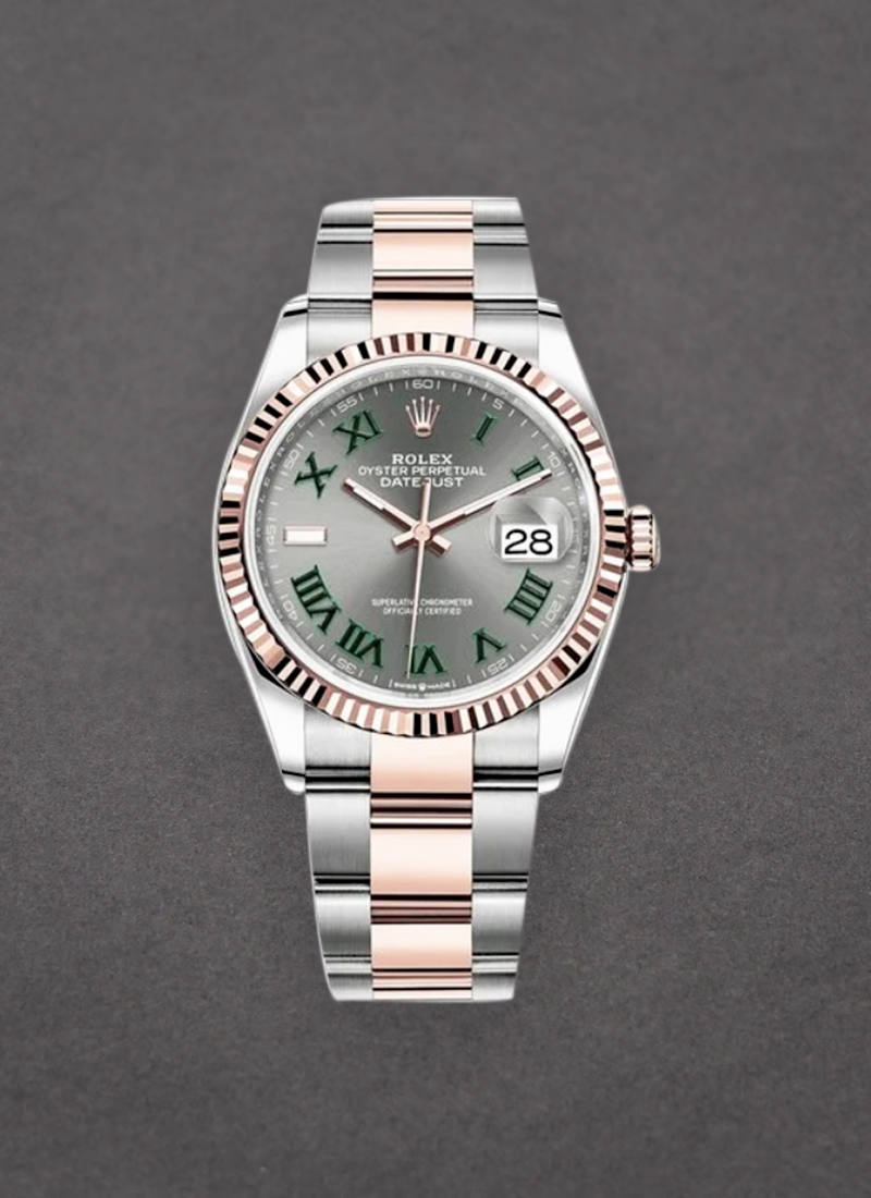 Rolex Unworn Datejust 36mm in Steel with Rose Gold Fluted Bezel