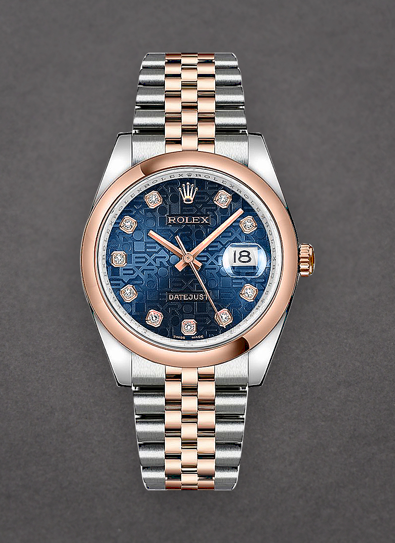 Pre-Owned Rolex Datejust 36mm in Steel with Rose Gold Smooth Bezel