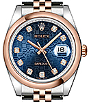 Datejust 36mm in Steel with Rose Gold Smooth Bezel on Jubilee Bracelet with Blue Jubilee Diamond Dial