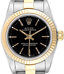 2-Tone Oyster Perpetual No Date Lady's on Oyster Bracelet with Black Stick Dial