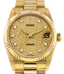 Midsize President  31mm in Yellow Gold with Fluted Bezel on President Bracelet with Champagne Jubilee Diamond Dial