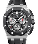 Royal Oak Offshore Chronograph in Steel on Interchangeable Black Rubber Strap with Black Mega Tapisserie Dial