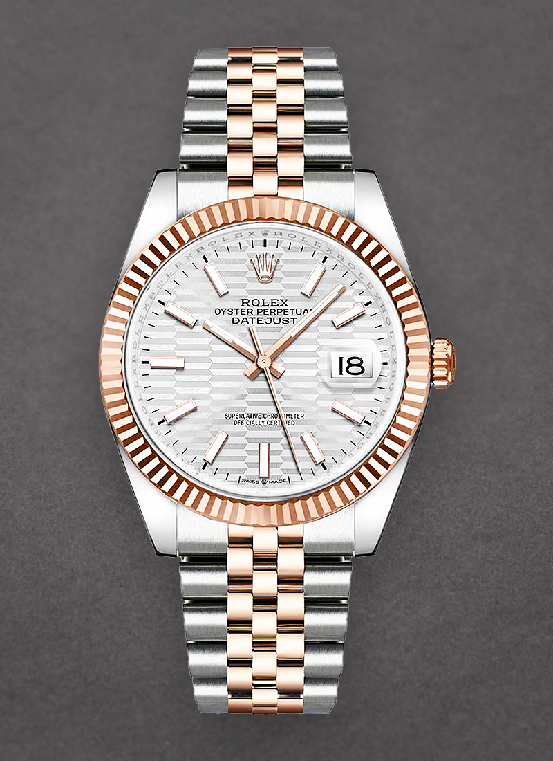 Pre-Owned Rolex Datejust 36mm in Steel with Rose Gold Fluted Bezel