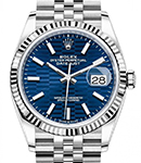 Datejust 36mm in Steel and White Gold Fluted Bezel on Steel Jubilee Braclet with Blue Fluted Motif Dial