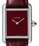 Tank Must De Cartier in Steel on Red Crocodile Leather Strap with Red Dial