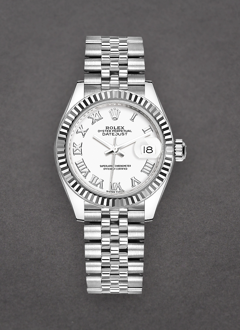 Pre-Owned Rolex Ladies Datejust 28mm in Steel with Fluted Bezel