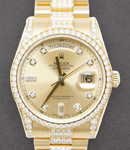 Day-Date 36mm President in Yellow Gold with Diamond Bezel and Lugs on President Diamond Bracelet with Champagne Diamond Dial