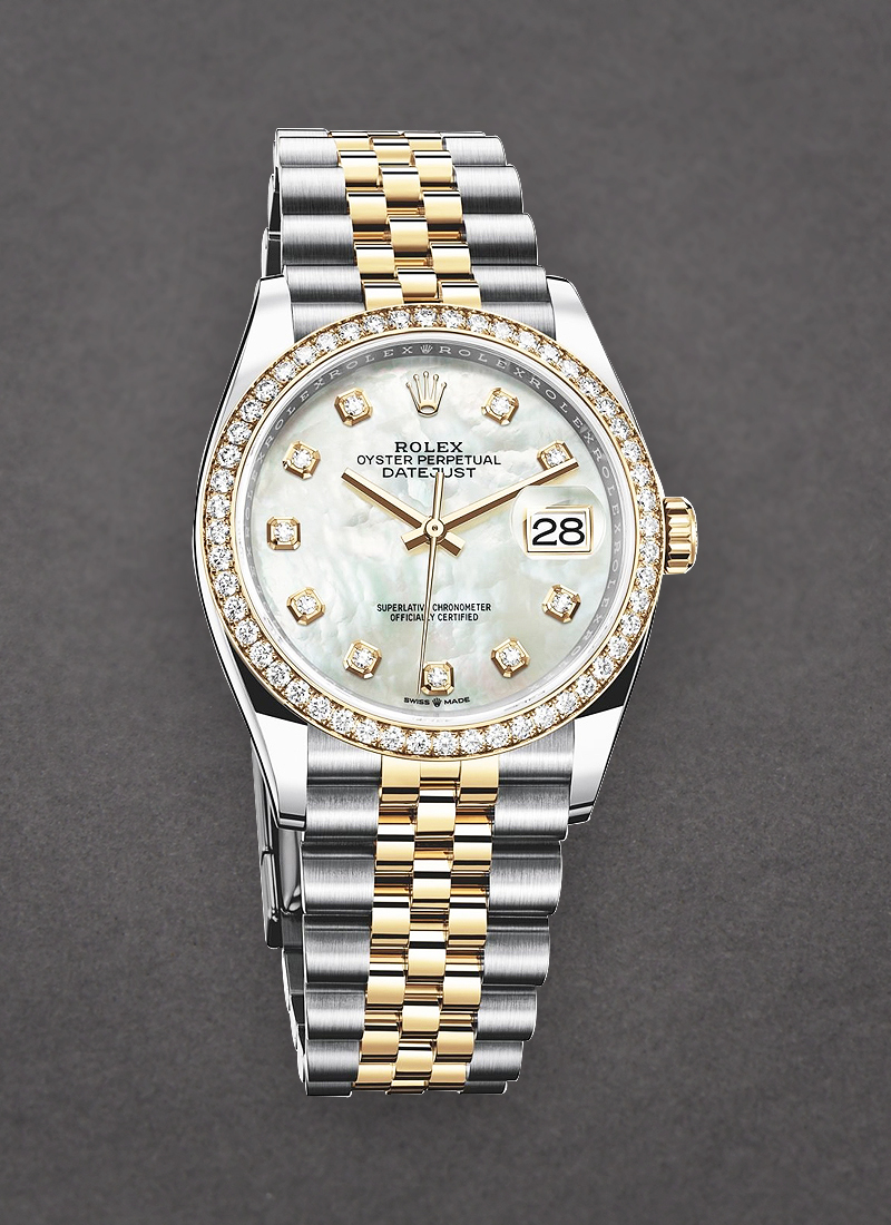 Pre-Owned Rolex Datejust 36mm in Steel with Yellow Gold Diamond Bezel