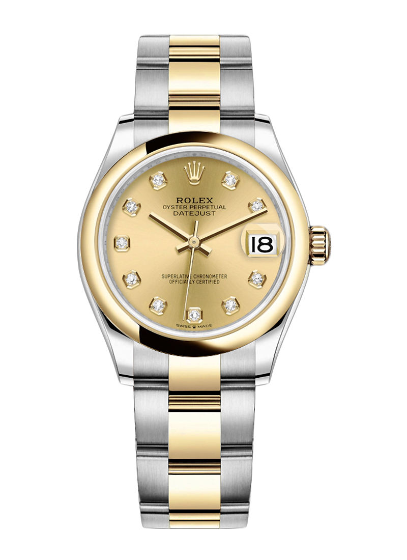 Pre-Owned Rolex Midsize Datejust 31mm in Steel with Yellow Gold Smooth Bezel