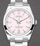 Oyster Perpetual No Date 36mm in Steel with Smooth Bezel on Oyster Bracelet with Candy Pink Index Dial