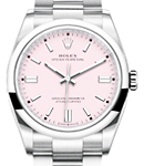Oyster Perpetual No Date 36mm in Steel with Smooth Bezel on Oyster Bracelet with Candy Pink Index Dial