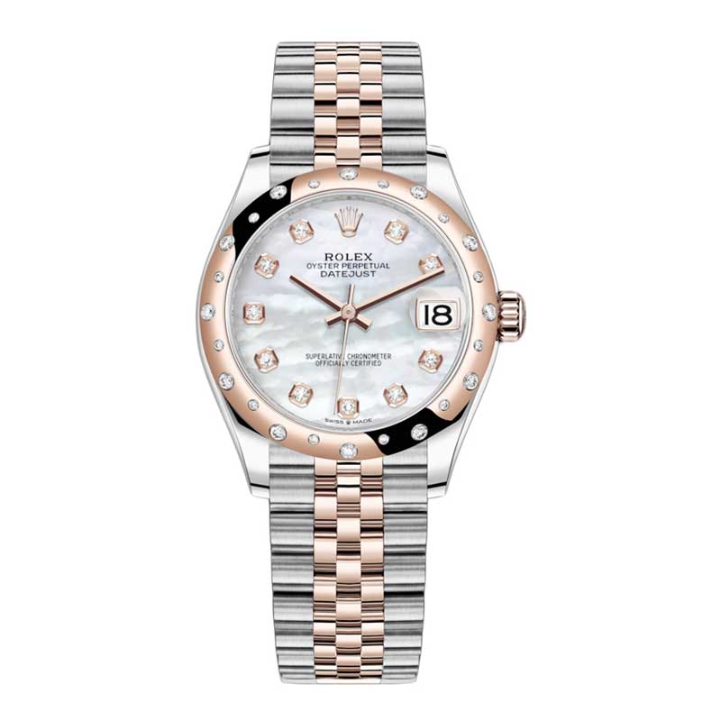 Pre-Owned Rolex Mid Size Datejust 31mm in Steel with Rose Gold 24 Diamond Bezel