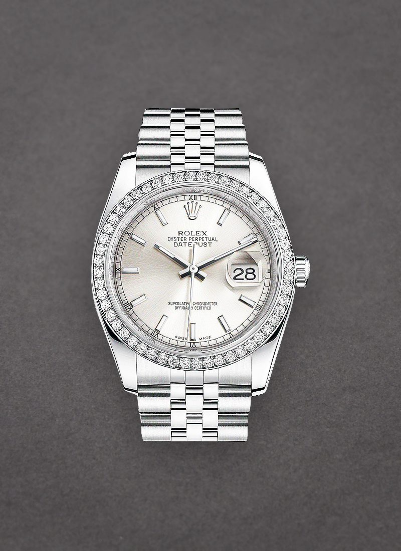 Pre-Owned Rolex Datejust 36mm in Steel with Diamond Bezel