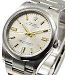 Oyster Perpetual No Date 36mm in Steel with Smooth Bezel on Oyster Bracelet with Silver Index Dial