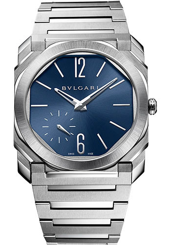 Octo FInissimo Extra Thin 40mm in Steel On Steel Bracelet with Blue Dial