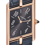 Tank Asymetrique Prive Collection in Rose Gold on Dark Grey Crocodile Leather Strap with Gray Dial - L.E of 100 Pieces