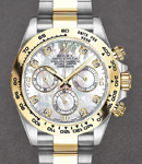 Daytona 40mm in Steel with Yellow Gold Bezel on Oyster Bracelet with MOP Diamond Dial