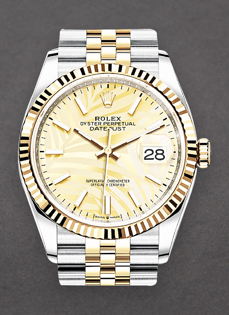 Pre-Owned Rolex Datejust 36mm in Steel with Yellow Gold Fluted Bezel