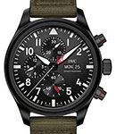 Pilot Chronograph Top Gun 'STFI' Limited Edition in Black Ceramic on Green Fabric Strap with Black Dial