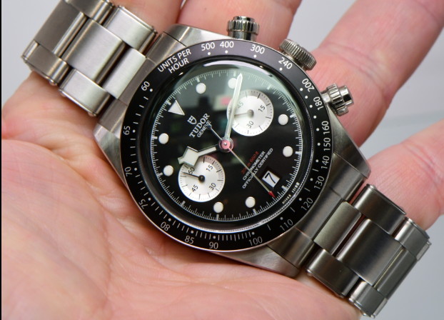 Tudor Tudor Heritage Black Bay Chrono in Steel with Black Bezel on Steel Bracelet with Black Dial