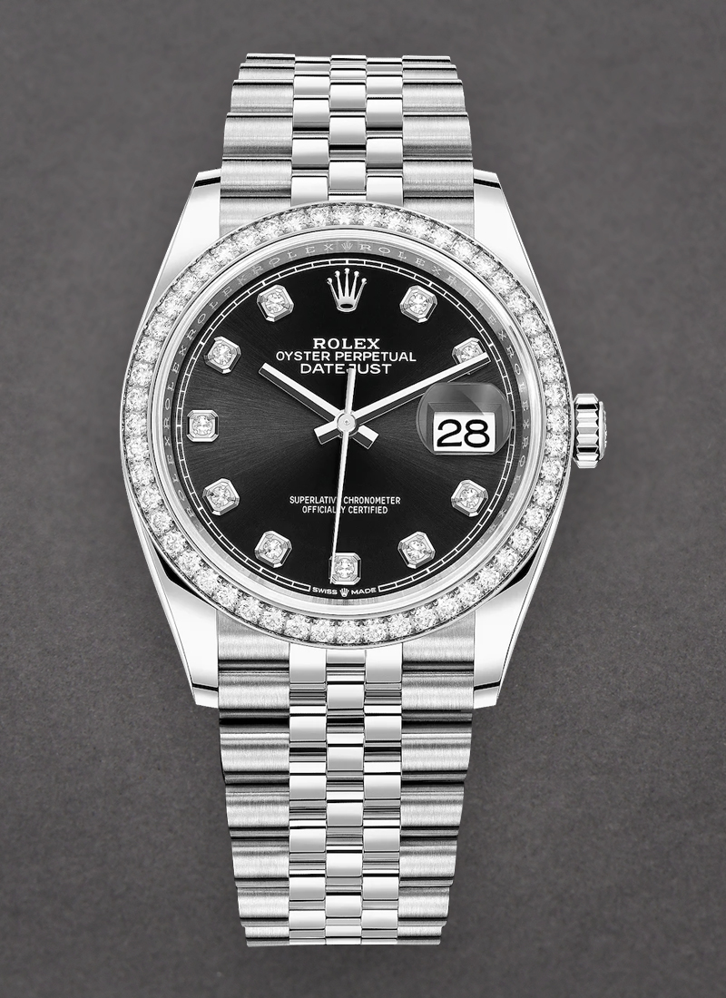 Pre-Owned Rolex Datejust 36mm in Steel with Diamond Bezel