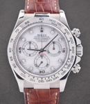 Daytona Cosmograph 40mm in White Gold on Strap with MOP Diamond Dial