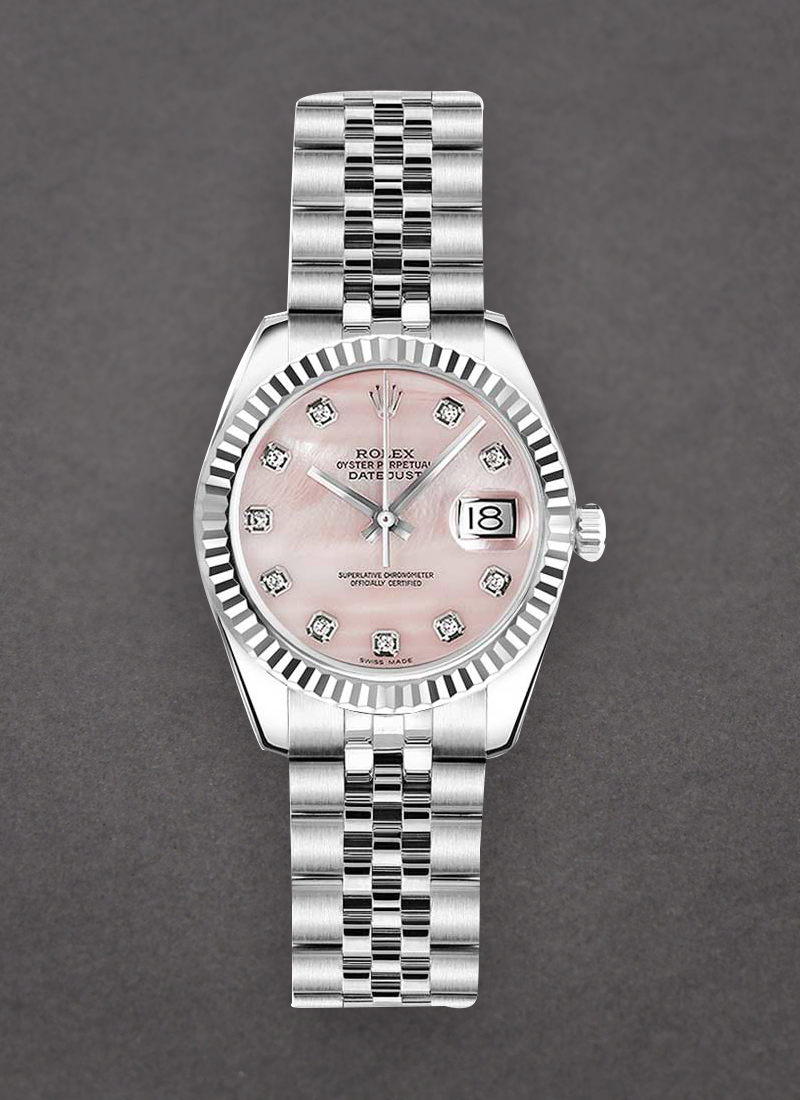 Pre-Owned Rolex Lady's Datejust in Steel with White Gold Fluted Bezel