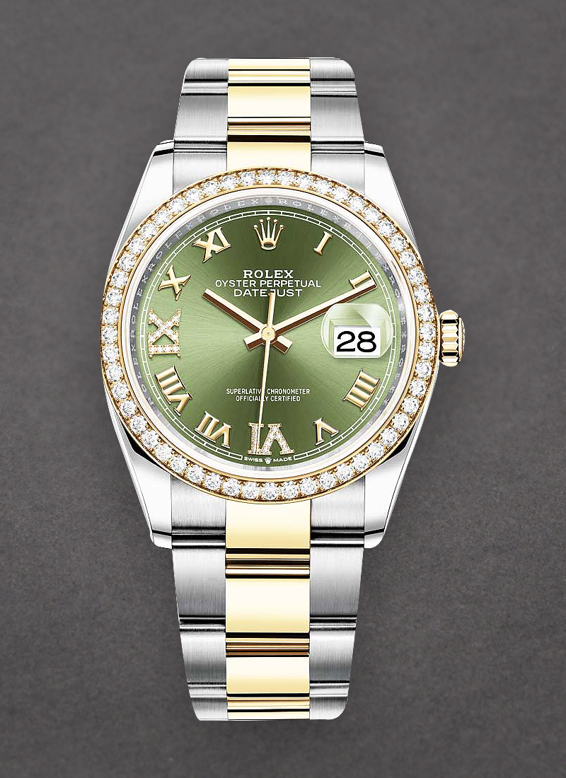 Pre-Owned Rolex Datejust 36mm in Steel with Yellow Gold Diamond Bezel