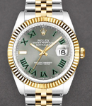 Datejust 36mm in Steel with Yellow Gold Fluted Bezel on Jubilee Bracelet with Wimbledon Dial