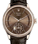 Cellini 39mm in Rose Gold on Brown Crocodile Leather with Brown Dial