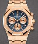 Royal Oak Chronograph in Rose Gold on Rose Gold Bracelet with Blue Dial and RG Subdials