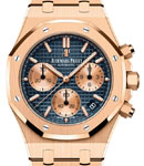 Royal Oak Chronograph in Rose Gold on Rose Gold Bracelet with Blue Dial and RG Subdials
