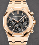 Royal Oak Chronograph 41mm in Rose Gold On Rose Gold Bracelet with Black Grande Tapisserie Dial