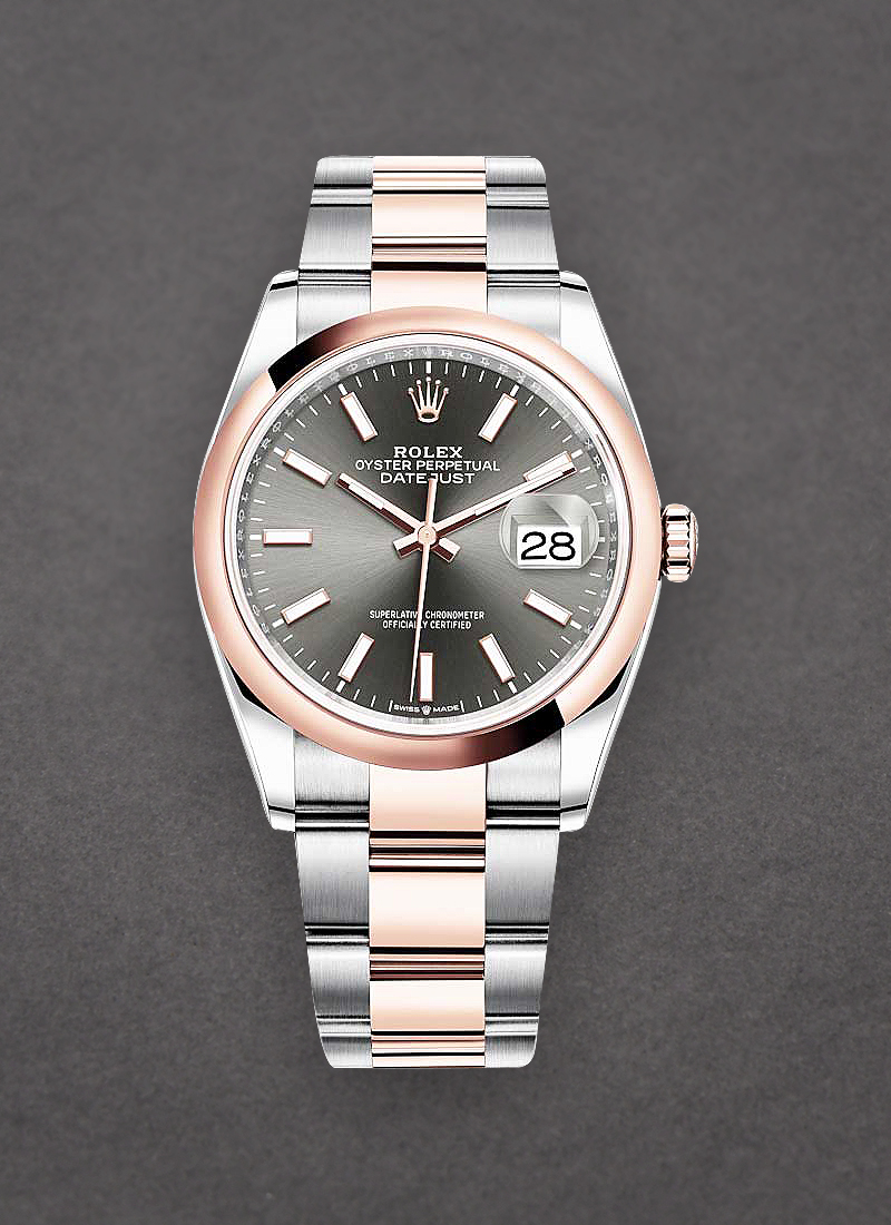 Pre-Owned Rolex Datejust 36mm in Steel with Rose Gold Smooth Bezel