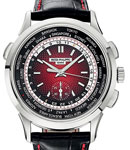 World Time Chronograph 5930 in White Gold On Black Alligator Leather Strap with Red Dial