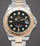 Yacht-Master 37mm in Steel with Rose Gold Bezel on Oyster Bracelet with Black Dial