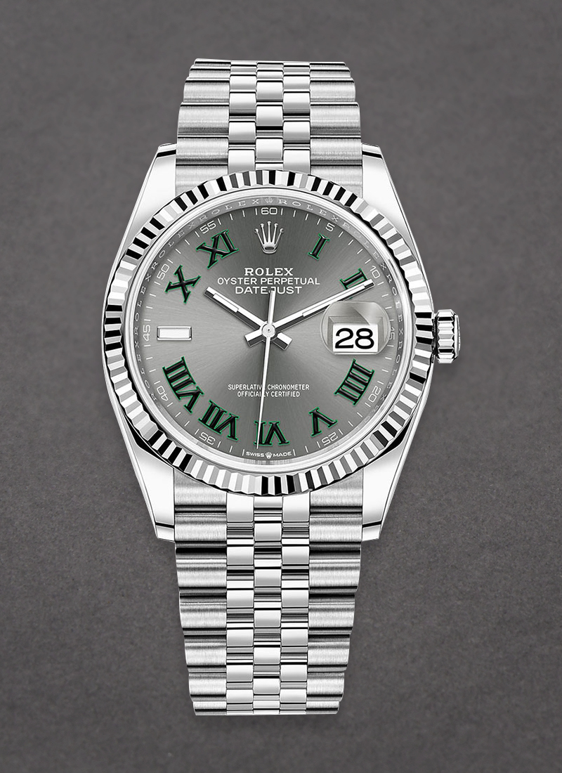 Pre-Owned Rolex Datejust 36mm in Steel with White Gold Fluted Bezel