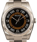 Oyster Perpetual No Date 36mm in Steel with Fluted Bezel on Oyster Bracelet with Black Dial - Orange Accents