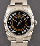 Oyster Perpetual No Date 36mm in Steel with Fluted Bezel on Oyster Bracelet with Black Dial - Orange Accents