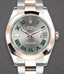 Datejust || 2-Tone 41mm with Smooth Bezel on Oyster Bracelet with Green Grey Roman Dial