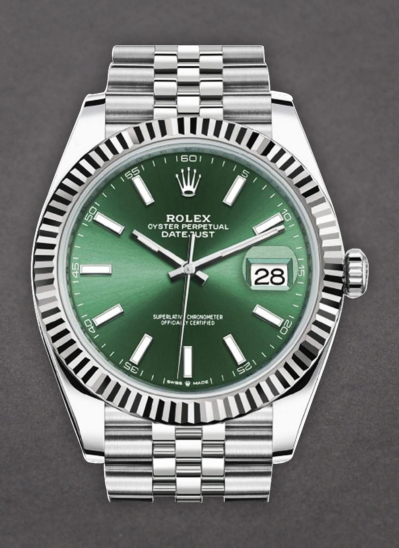 Rolex Unworn Datejust 41mm Steel with WG Fluted Bezel