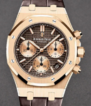 Royal Oak Chronograph in Rose Gold on Brown Crocodile Leather Strap with Brown Dial and RG Subdials