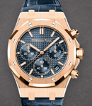 Royal Oak Chronograph 50th Anniversary 41mm in Rose Gold On Blue Crocodile Leather Strap with Blue Grande Tapisserie Dial