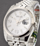 Datejust 36mm in Steel with White Gold Bezel on Jubilee Bracelet with Silver Wave Diamond Dial