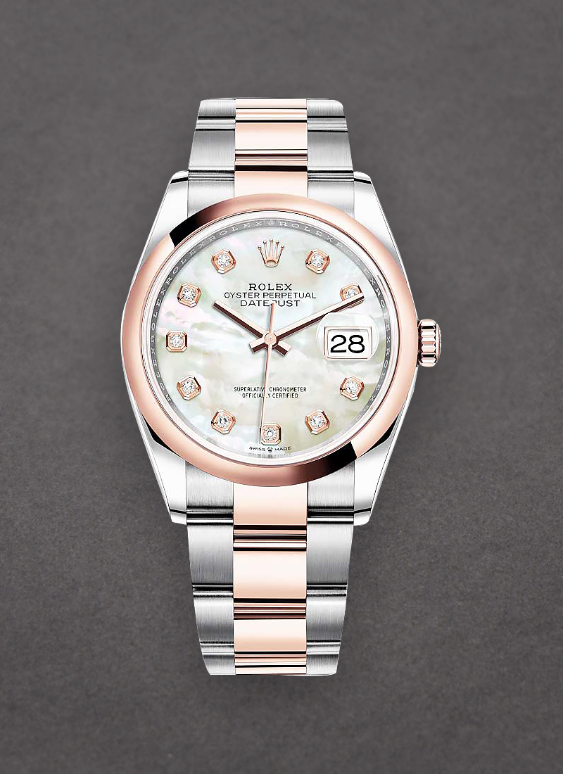 Pre-Owned Rolex Datejust 36mm in Steel with Rose Gold Smooth Bezel