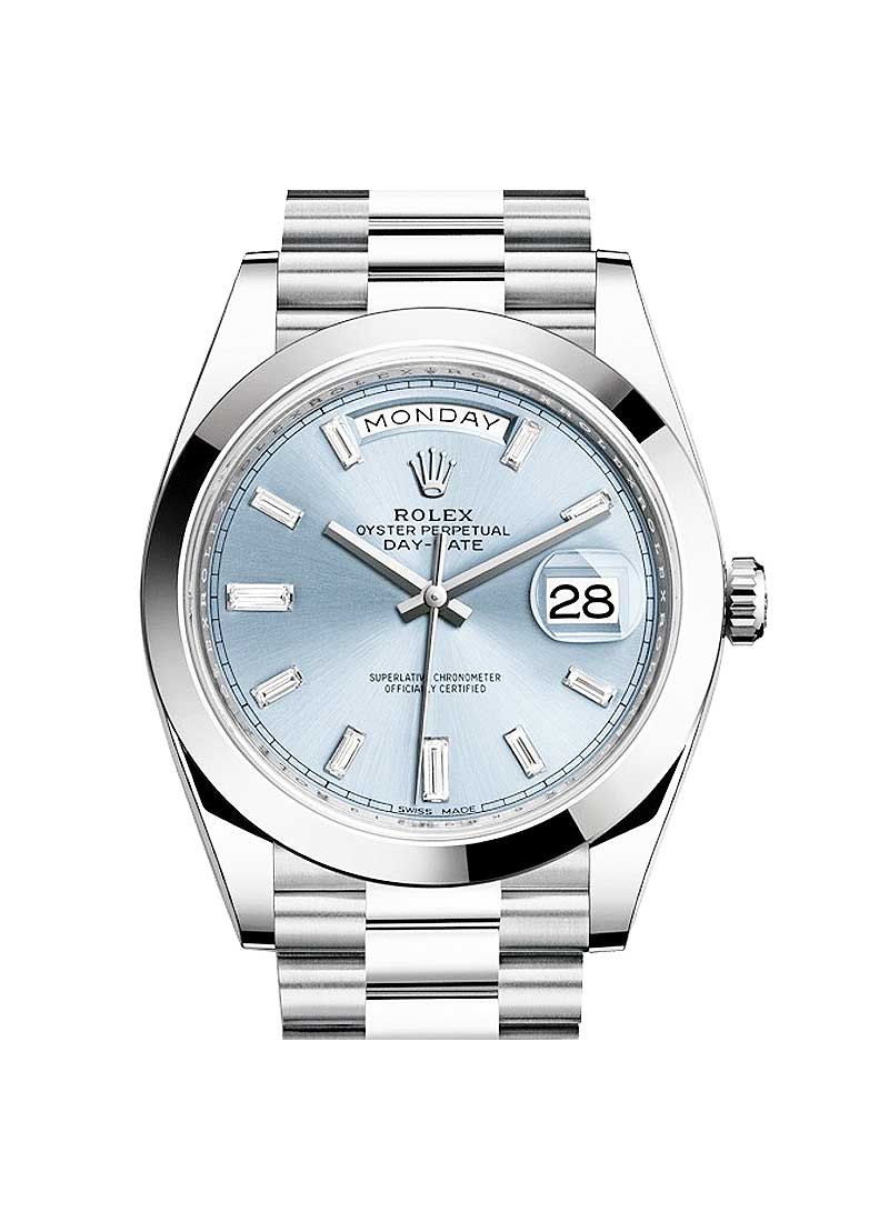 Pre-Owned Rolex Day Date 40mm in Platinum with Smooth Bezel